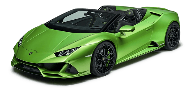 Lamborghini huracan cabrio gruen Mietwagen animation