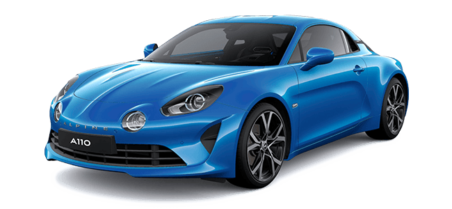 Renault Alpine in blau Mietwagen Animation